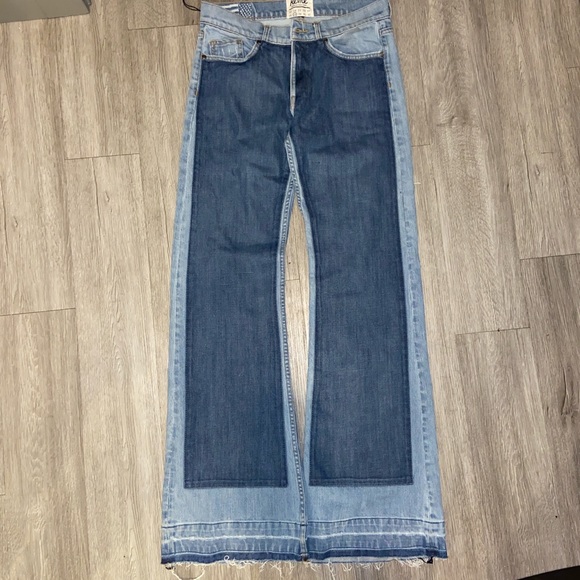 REVICE Denim - Revice Denim wide leg two-tone jeans